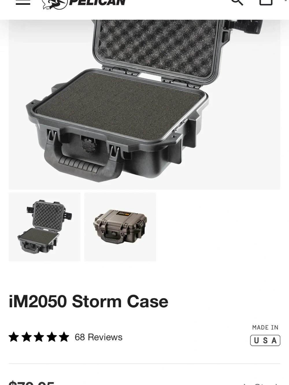 Pelican iM2050 Storm Case - Black Protective Storage Case